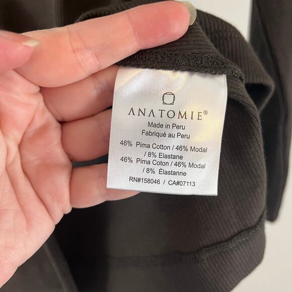 Anatomie Espresso Brown Danielle Button-Up Cardigan Ribbed Size Medium Pima - Picture 3 of 4